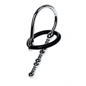 Серебристый уретральный плаг-бусины TOYFA Metal с мягким фиксириющим кольцом - ToyFa - купить с доставкой в Муроме