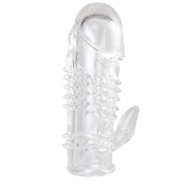 Прозрачная гелевая насадка с шипами и клиторальным отростком - 13 см. - Toyfa Basic - в Муроме купить с доставкой