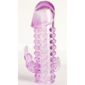 Закрытая фиолетовая насадка с 2 отростками - 13 см. - Toyfa Basic - в Муроме купить с доставкой