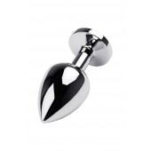 Серебристая коническая анальная пробка с красным кристаллом - 8 см. - ToyFa - купить с доставкой в Муроме