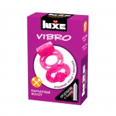Розовое эрекционное виброкольцо Luxe VIBRO  Бархатный молот  + презерватив - Luxe - в Муроме купить с доставкой