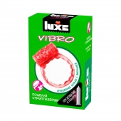 Розовое эрекционное виброкольцо Luxe VIBRO  Поцелуй стриптизёрши  + презерватив - Luxe - в Муроме купить с доставкой