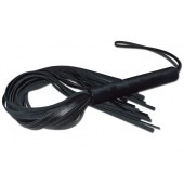 Чёрная кожаная плеть с жесткой ручкой - 63 см. - Sitabella - купить с доставкой в Муроме