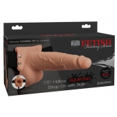 Телесный полый страпон с имитацией эякуляции 7.5  Hollow Squirting Strap-On with Balls Flesh - 21,6 см. - Pipedream - купить с доставкой в Муроме