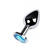 Серебристая конусовидная анальная пробка с голубым кристаллом - 8 см. - ToyFa - купить с доставкой в Муроме