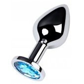 Серебристая конусовидная анальная пробка с голубым кристаллом - 8 см. - ToyFa - купить с доставкой в Муроме