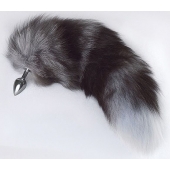 Серебристая анальная пробка с пушистым хвостом - Sitabella - купить с доставкой в Муроме