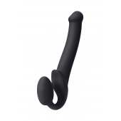 Черный безремневой страпон Silicone Bendable Strap-On M - Strap-on-me - купить с доставкой в Муроме