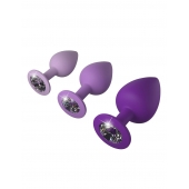 Набор из 3 фиолетовых анальных пробок со стразами Little Gems Trainer Set - Pipedream - купить с доставкой в Муроме