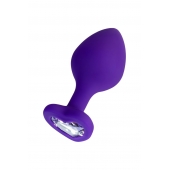 Фиолетовая анальная втулка Diamond Heart с прозрачным кристаллом - 8 см. - ToyFa - купить с доставкой в Муроме