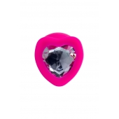 Розовая анальная втулка Diamond Heart с прозрачным кристаллом - 9,5 см. - ToyFa - купить с доставкой в Муроме