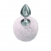 Серебристая анальная пробка с белым пушистым хвостиком Twinkle - Lola Games - купить с доставкой в Муроме