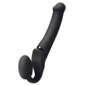 Черный безремневой вибрострапон Silicone Bendable Strap-On M - Strap-on-me - купить с доставкой в Муроме