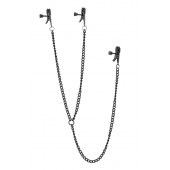 Черные зажимы на соски и клитор на цепочке DELUXE NIPPLE   CLIT CLAMPS - Dream Toys - купить с доставкой в Муроме
