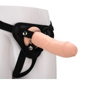 Черные трусики с телесной насадкой STRAP ON REAL DILDO - 21 см. - Dream Toys - купить с доставкой в Муроме