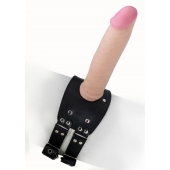 Черный узкий пояс на бедро с телесной насадкой - LOVETOY (А-Полимер) - купить с доставкой в Муроме