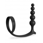 Черная анальная цепочка с эрекционным кольцом Ass-gasm Cockring Anal Beads - Pipedream - в Муроме купить с доставкой