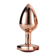 Золотистая анальная втулка с кристаллом-сердечком розового цвета - 7,1 см. - Dream Toys - купить с доставкой в Муроме