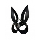 Черная кожаная маска зайки Miss Bunny - БДСМ Арсенал - купить с доставкой в Муроме