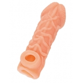 Телесная закрытая насадка с венками Cock Sleeve Size S - 13,8 см. - KOKOS - в Муроме купить с доставкой