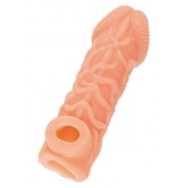Телесная закрытая насадка с венками Cock Sleeve Size L - 17,6 см. - KOKOS - в Муроме купить с доставкой