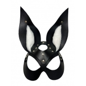 Черная маска зайки с белым мехом на ушках Miss Bunny - БДСМ Арсенал - купить с доставкой в Муроме