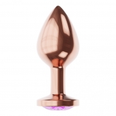 Пробка цвета розового золота с фиолетовым кристаллом Diamond Amethyst Shine S - 7,2 см. - Lola Games - купить с доставкой в Муроме