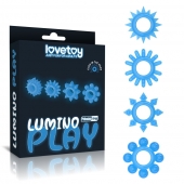 Набор из 4 голубых, светящихся в темноте эрекционных колец Lumino Play - Lovetoy - в Муроме купить с доставкой