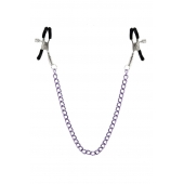 Зажимы для сосков с фиолетовой цепочкой Sweet Caress Nipple Chain - Sweet Caress - купить с доставкой в Муроме