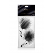 Зажимы на соски с черными пуховыми кисточками Sweet Caress Feather Nipple Clumps - Sweet Caress - купить с доставкой в Муроме
