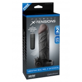 Чёрная вибронасадка с кольцом Vibrating Real Feel 2 Extension - 16 см. - Pipedream - в Муроме купить с доставкой