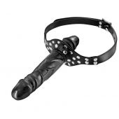 Черный кляп-фаллоимитатор Double Penis Gag - Fetish Tentation - купить с доставкой в Муроме