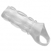 Насадка на пенис с кольцом для мошонки Clear Sensations Enhancer Sex Sleeve - 11,5 см. - XR Brands - в Муроме купить с доставкой
