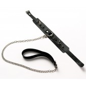 Черный ошейник с шипами и поводком - Crazy Handmade - купить с доставкой в Муроме