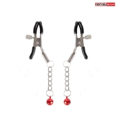 Серебристые зажимы на соски с шариками на цепочках - Notabu - купить с доставкой в Муроме