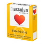 Презервативы с колечками и пупырышками Masculan Ribbed+Dotted - 3 шт. - Masculan - купить с доставкой в Муроме