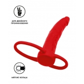 Красная насадка на пенис для двойного проникновения Black Red - 16,5 см. - ToyFa - купить с доставкой в Муроме
