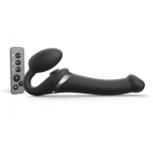 Черный безремневой страпон Multi Orgasm Size M с клиторальной стимуляцией - Strap-on-me - купить с доставкой в Муроме