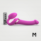 Ярко-розовый безремневой страпон Multi Orgasm Size M с клиторальной стимуляцией - Strap-on-me - купить с доставкой в Муроме