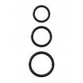 Набор из трех черных эрекционных колец Silicone 3-Ring Stamina Set - Pipedream - в Муроме купить с доставкой