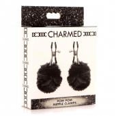 Зажимы для сосков с черным помпонами Pom Pom Nipple Clamps - XR Brands - купить с доставкой в Муроме