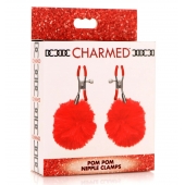 Красные зажимы на соски с помпонами Pom Pom - XR Brands - купить с доставкой в Муроме
