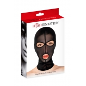 Черная сетчатая маска на голову с отверстиями для глаз и рта - Fetish Tentation - купить с доставкой в Муроме