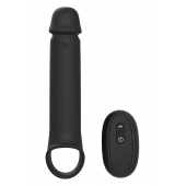 Черная насадка-удлинитель с вибрацией Vibrating Extender With Remote - Dream Toys - в Муроме купить с доставкой