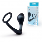 Черное эрекционное кольцо со стимулятором простаты Ringer Cock Ring   Plug - b-Vibe - в Муроме купить с доставкой