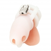 Белая клетка для пениса Silicone Small 2 in Cock Cage With Ball Divider - BlueLine - купить с доставкой в Муроме