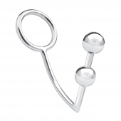 Кольцо на пенис с анальным стимулятором Two Bead Stainless Steel Anal Hook   Cock Ring - BlueLine - в Муроме купить с доставкой