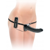 Черный страпон с вагинальной пробкой Deluxe Vibrating Penetrix Strap-On - 19 см. - Pipedream - купить с доставкой в Муроме