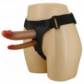 Темно-бежевый фаллопротез для двойного проникновения - 17,5 см. - Baile - купить с доставкой в Муроме