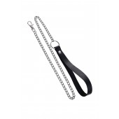 Поводок с ручкой из черной натуральной кожи и карабином для ошейника - Pecado - купить с доставкой в Муроме